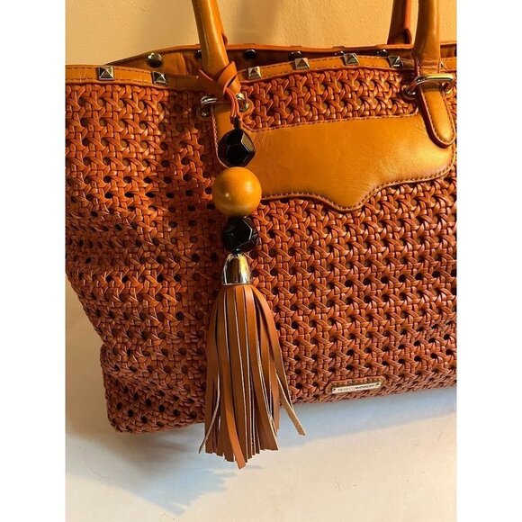 Rebecca Minkoff Leather Basket Weave Bag Large Satchel - Picture 3 of 9